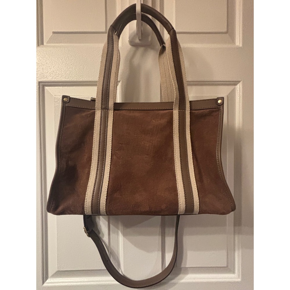 Divina Firenze Brown Suede Leather Tote Bag Made in Italy Crossbody Satchel